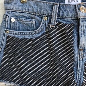 Studded Hudson Kenzie cut off Shorts Sz 25 $255 denim jean 2” inseam frayed hem